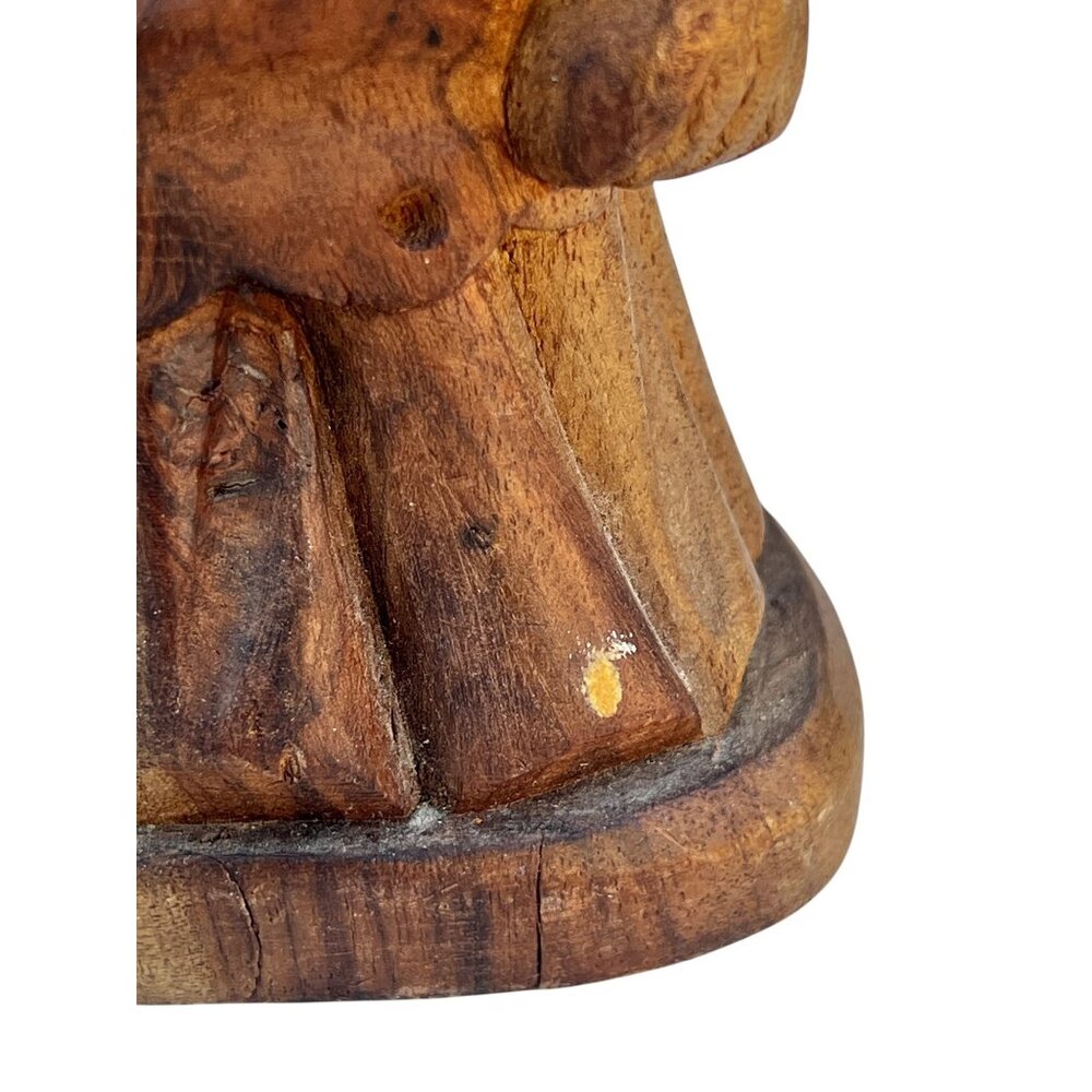 Hand-Carved Solid Wood Figurine Of A Choir Boy Singing Holding Basket - Picture 4 of 10